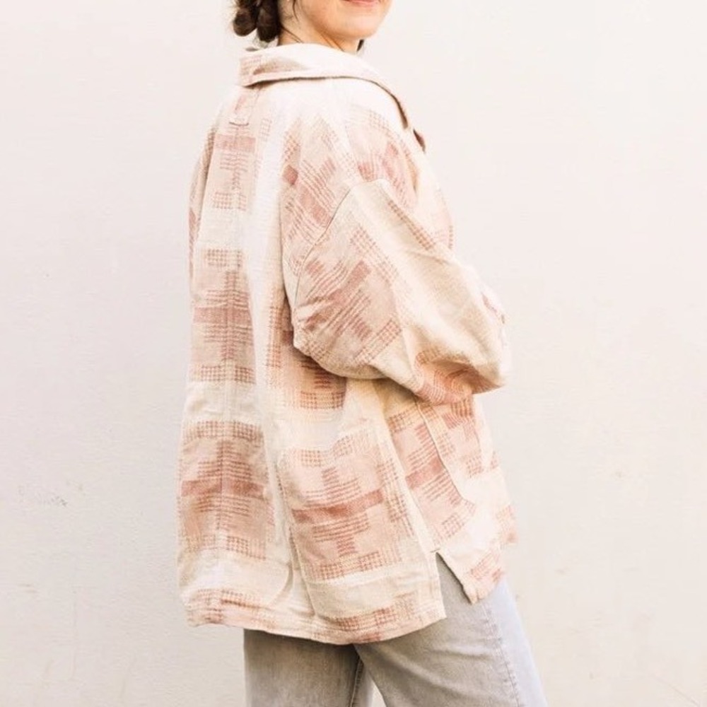 We The Free Free People Keep It Cozy Shirt Jacket Berry Combo Large New With Tag